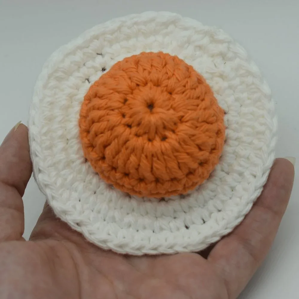 Handcrafted Crochet Fried Egg catnip toy